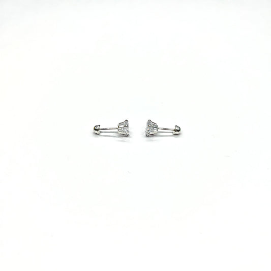 Sterling Silver CZ 6 Prong Small Stud Earrings