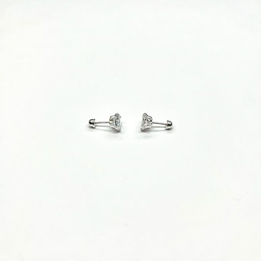 Sterling Silver 6 Prong Large CZ Stud Earrings