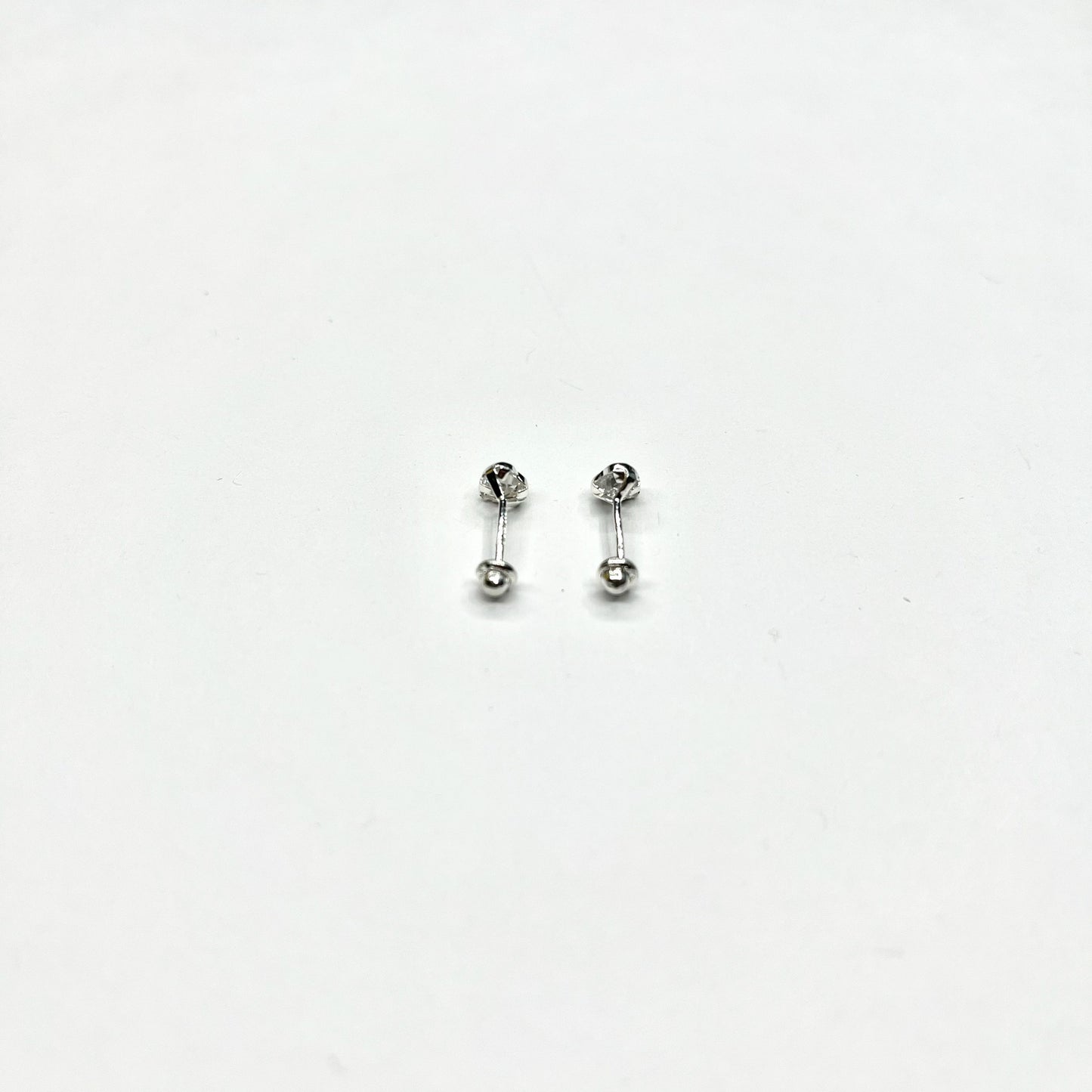 Sterling Silver CZ Heart Stud Earrings