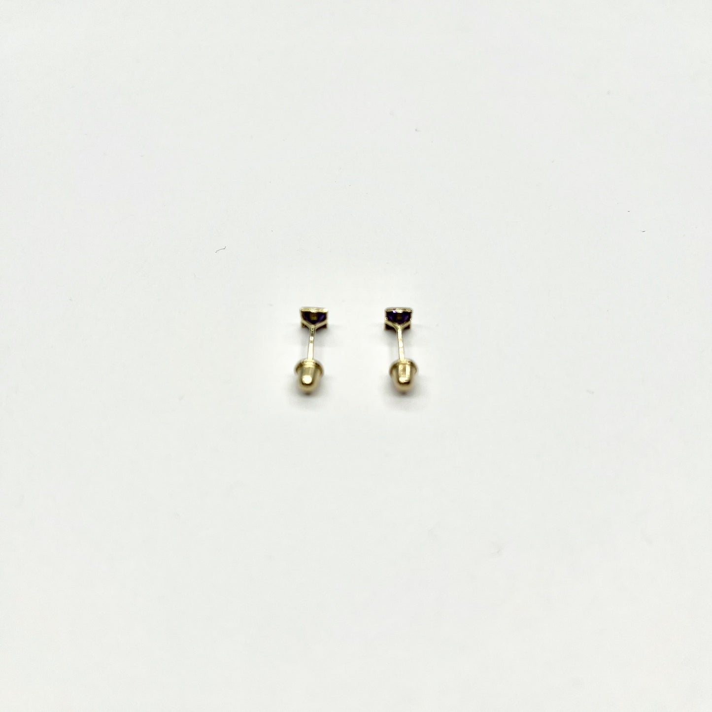 14KY 3mm Square CZ Solitaire DC Screw Back Stud Earrings (JUN)