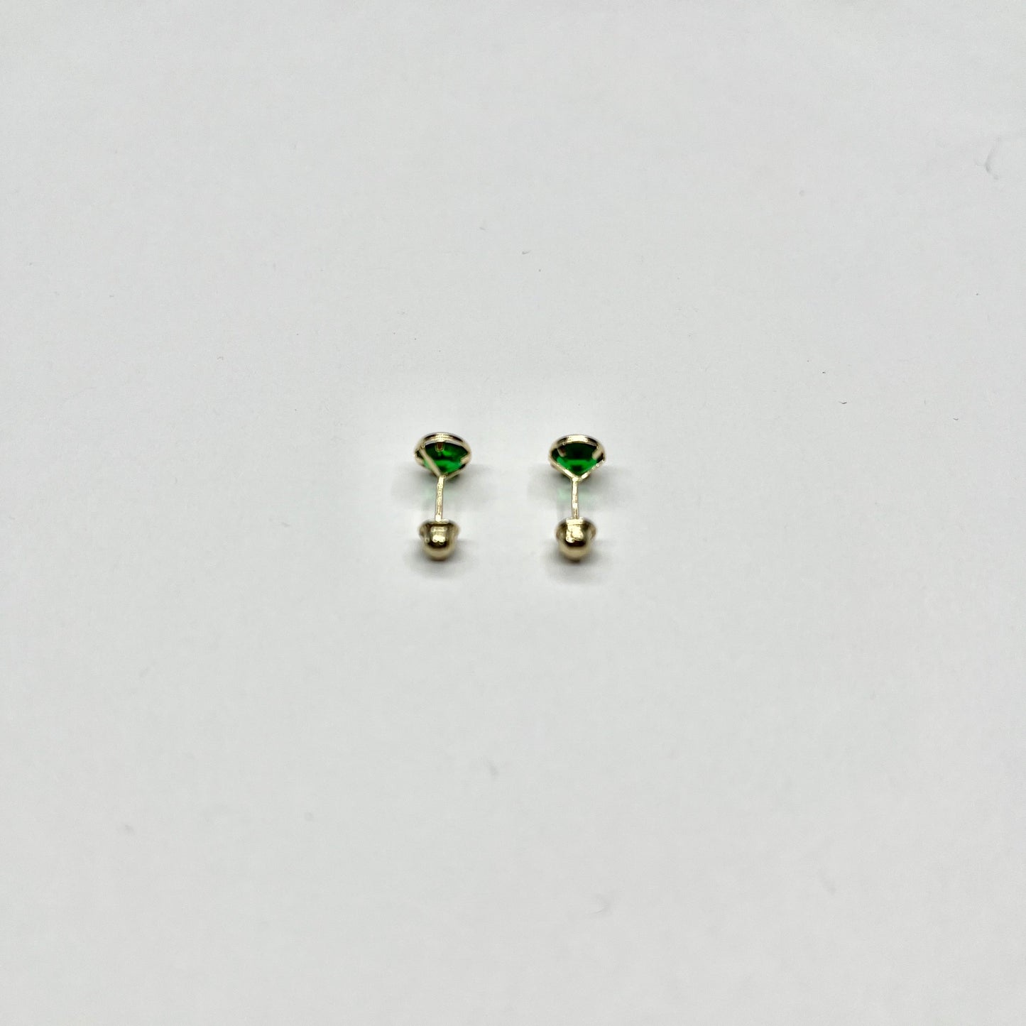14KY 4mm Round CZ Solitaire DC Screw Back Stud Earrings (MAY)