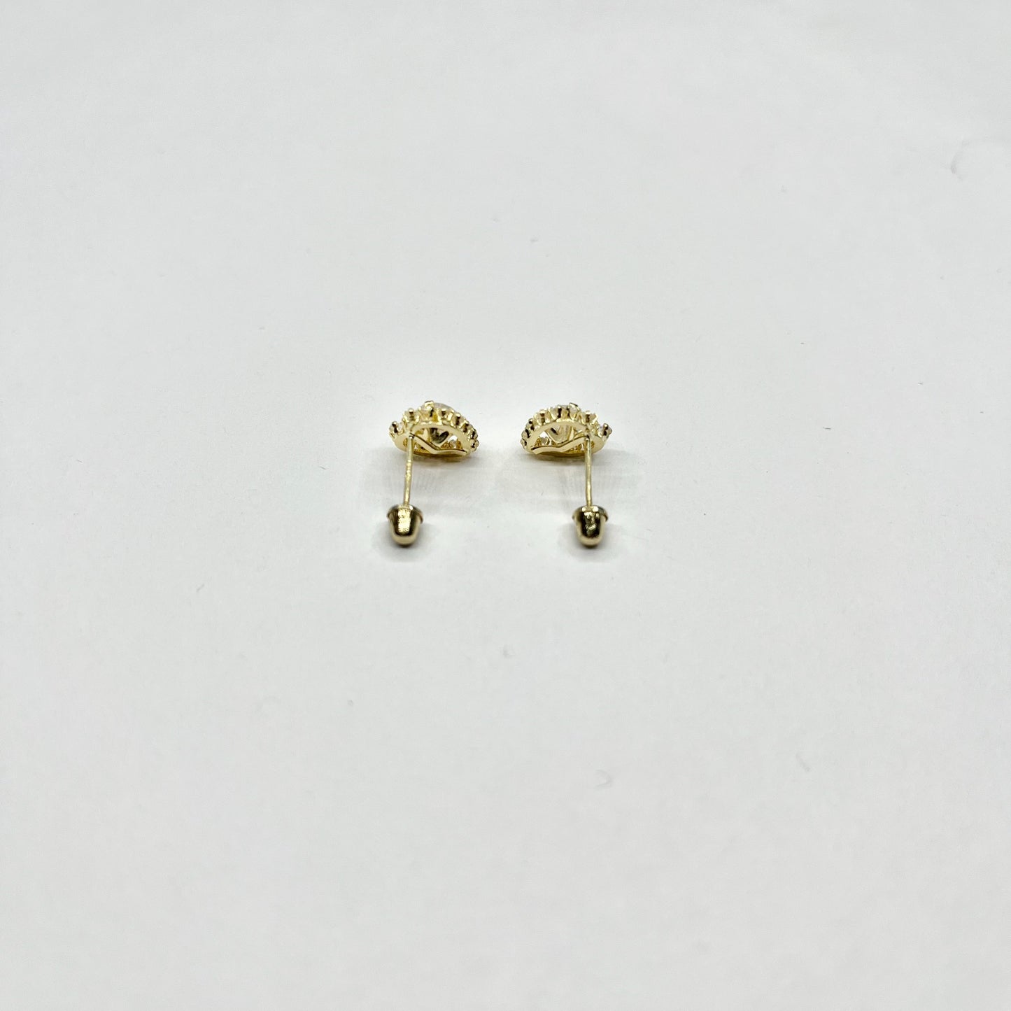 14K Gold CZ Big Heart Stud Earrings