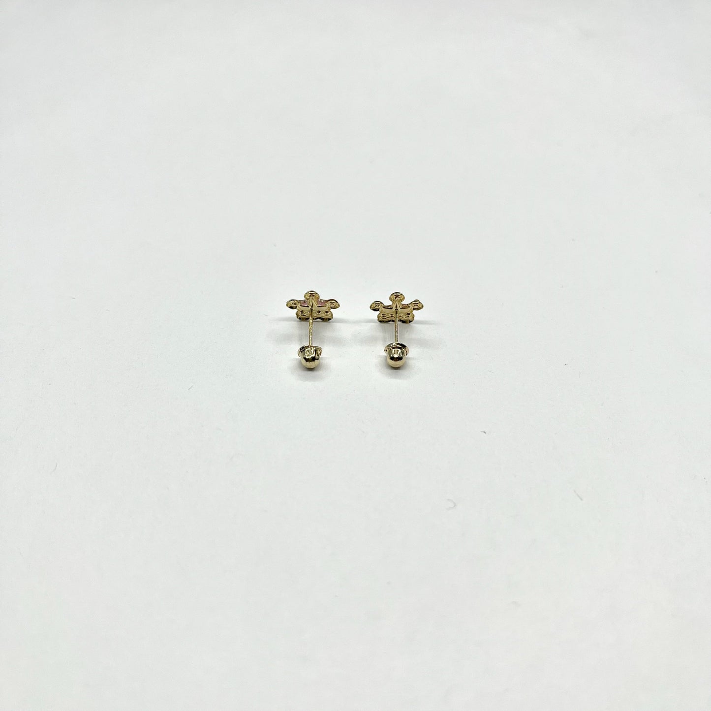 Princess Pink Crown Studs – 14K Gold with Enamel & CZ