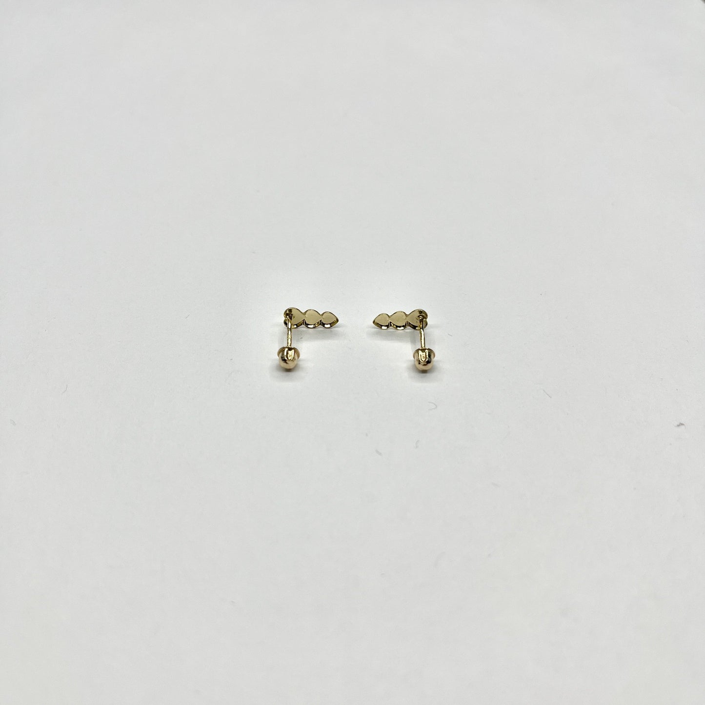 14K Gold 3 Hearts Stud Earrings