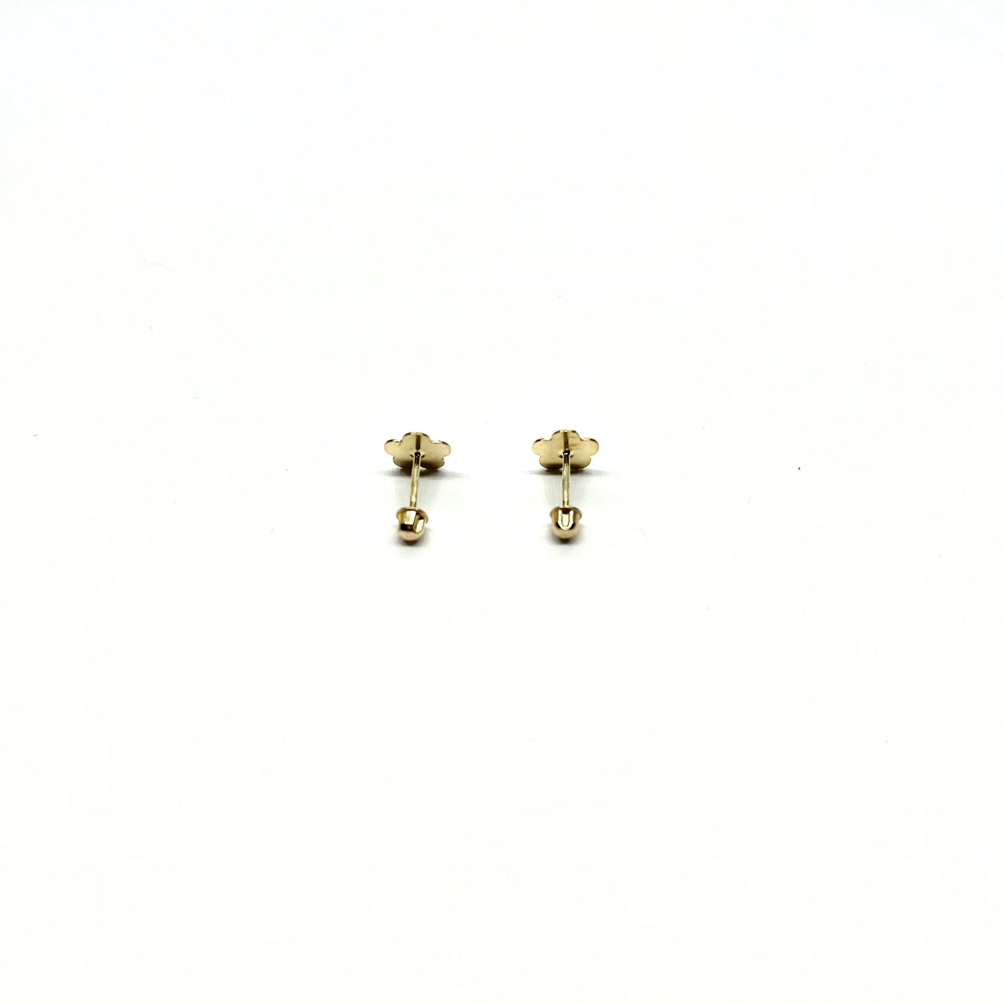 14K Gold Diamond-Cut Flower Stud Earrings