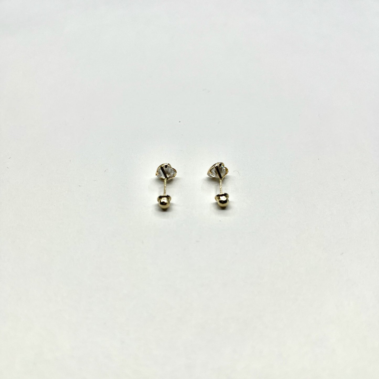 14KY 4mm Heart CZ Solitaire DC Screw Back Stud Earrings