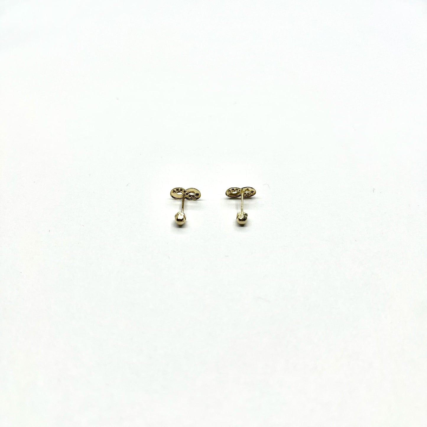 14K Gold CZ Infinity Stud Earrings