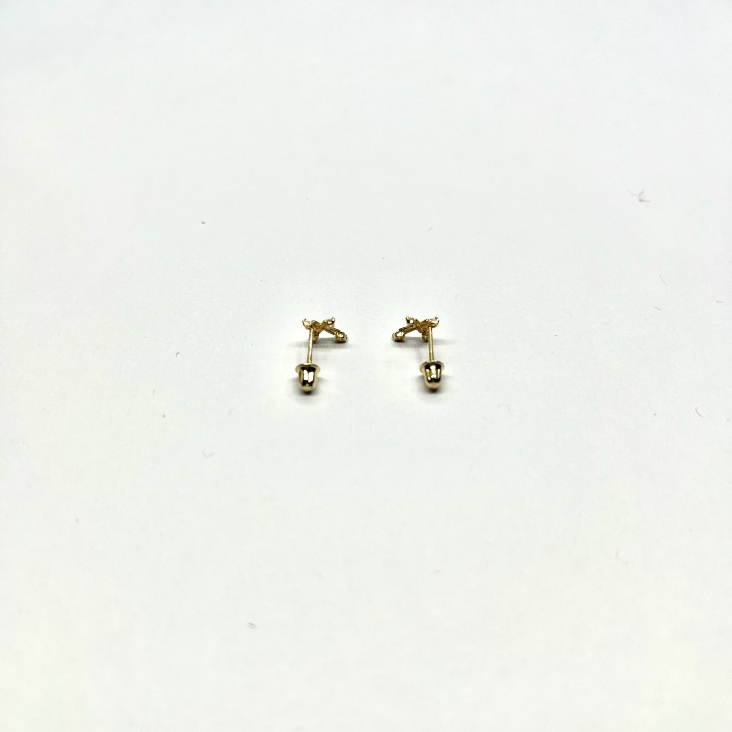 14K Gold CZ Thin Cross Stud Earrings