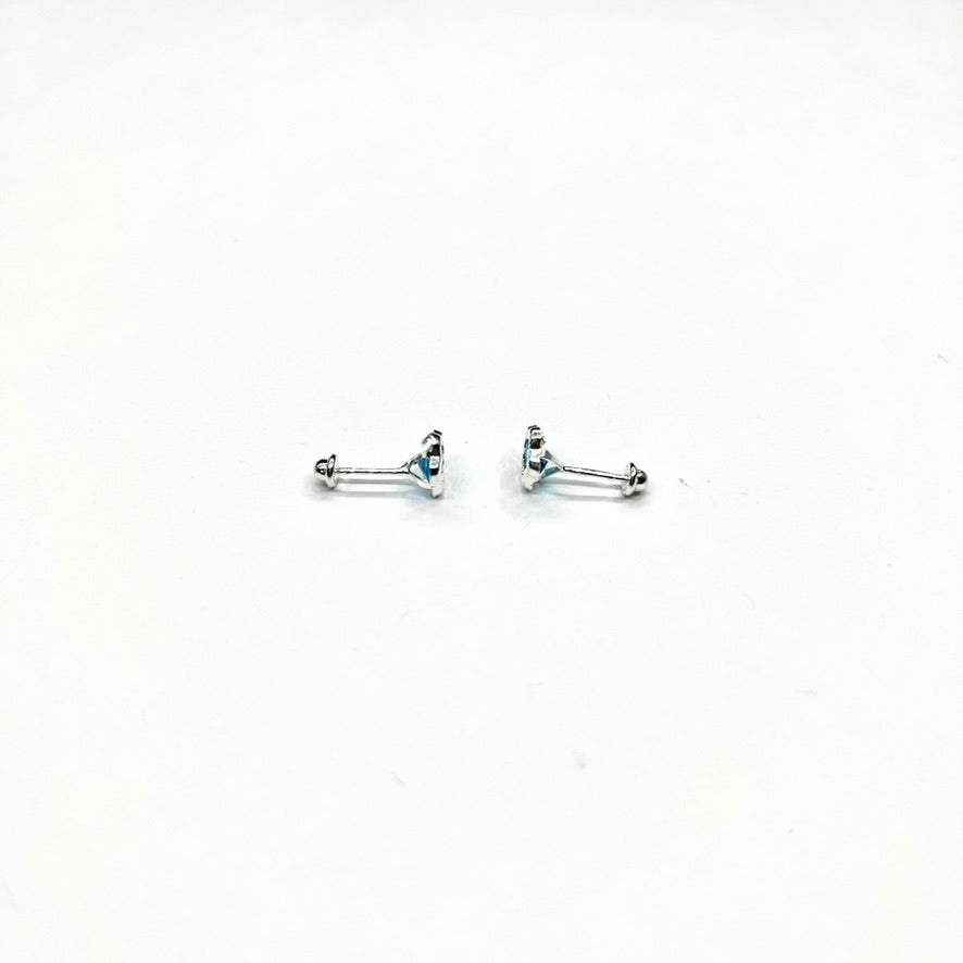 Sterling Silver CZ Diamond-Cut Flower Stud Earrings