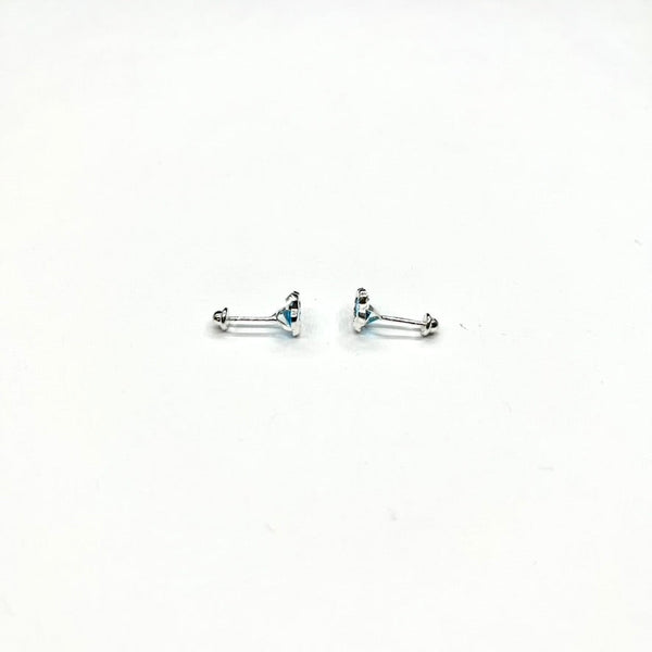 Sterling Silver CZ Diamond-Cut Flower Stud Earrings