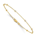 14K yellow gold lab grown diamond station bracelet angled view with lobster clasp on white background