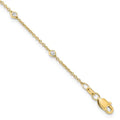 14K yellow gold lab grown diamond station bracelet close-up with bezel-set diamonds and lobster clasp on white background