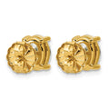 Back view of 14K yellow gold oval lab grown diamond stud earrings, showing basket settings and friction push backs.