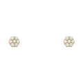 14k yellow gold cz flower stud earrings 6 petal cluster screw back secure everyday jewelry gift
