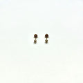 14K yellow gold heart purple CZ bezel stud earrings back view showing screw-back closure on white background