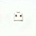 14K yellow gold heart-shaped purple CZ bezel stud earrings on display card on white background