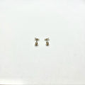 14K yellow gold scissors stud earrings back view showing screw-back closure on white background