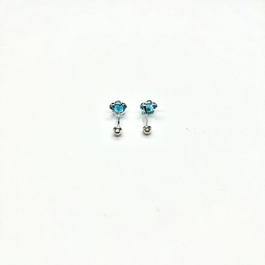 Sterling Silver CZ Diamond-Cut Flower Stud Earrings