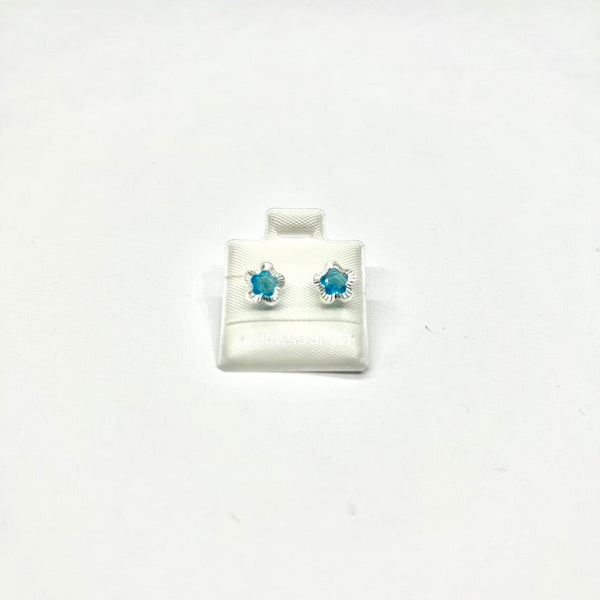 Sterling Silver CZ Diamond-Cut Flower Stud Earrings