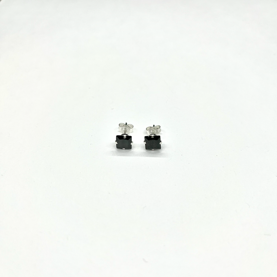 Sterling Silver CZ Medium Stud Earrings