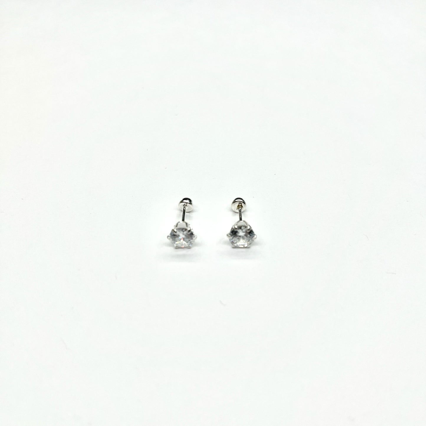 Sterling Silver CZ 6 Prong Small Stud Earrings