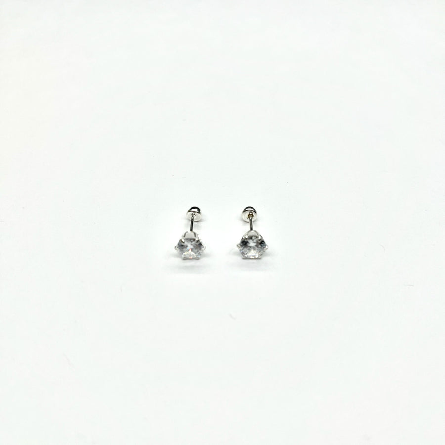 Sterling Silver CZ 6 Prong Small Stud Earrings