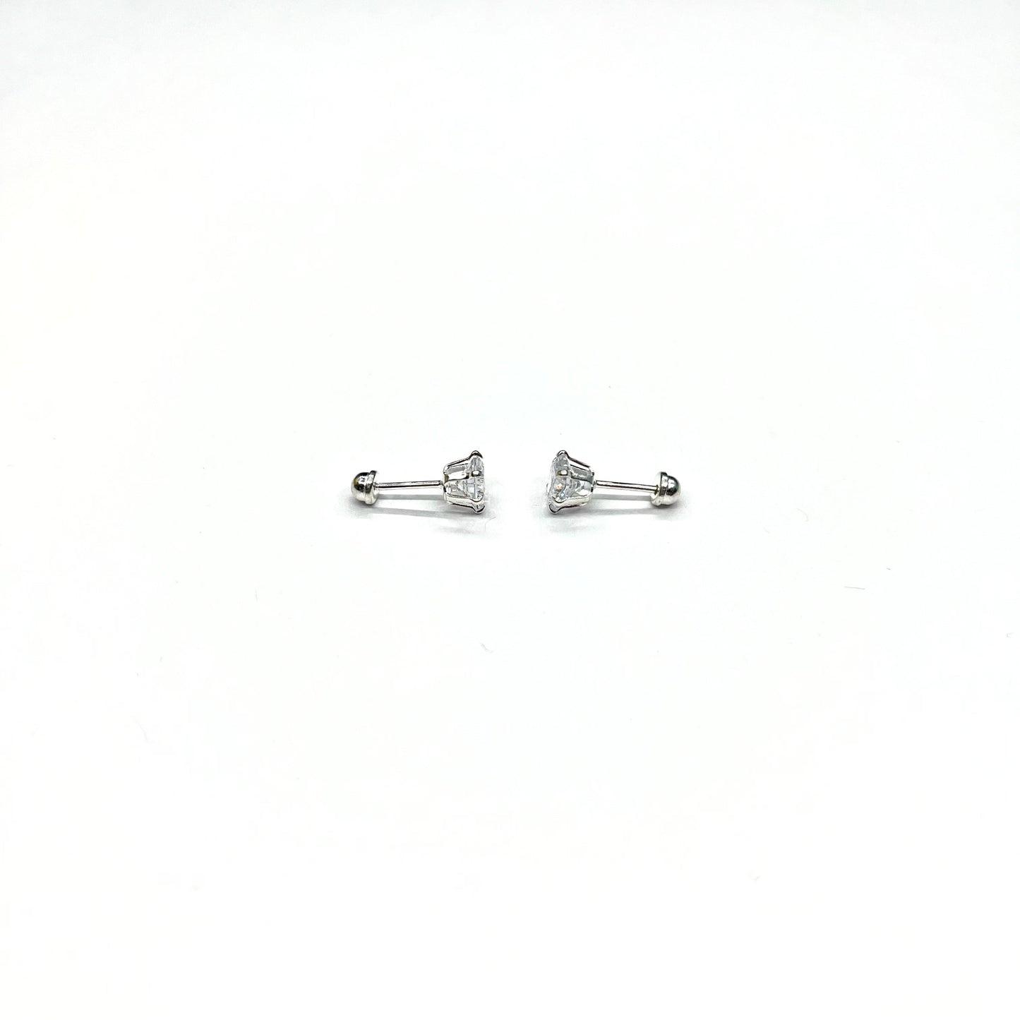Sterling Silver CZ 6 Prong Small Stud Earrings