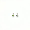 Sterling Silver Rainbow Round CZ Stud Earrings with Screw Back