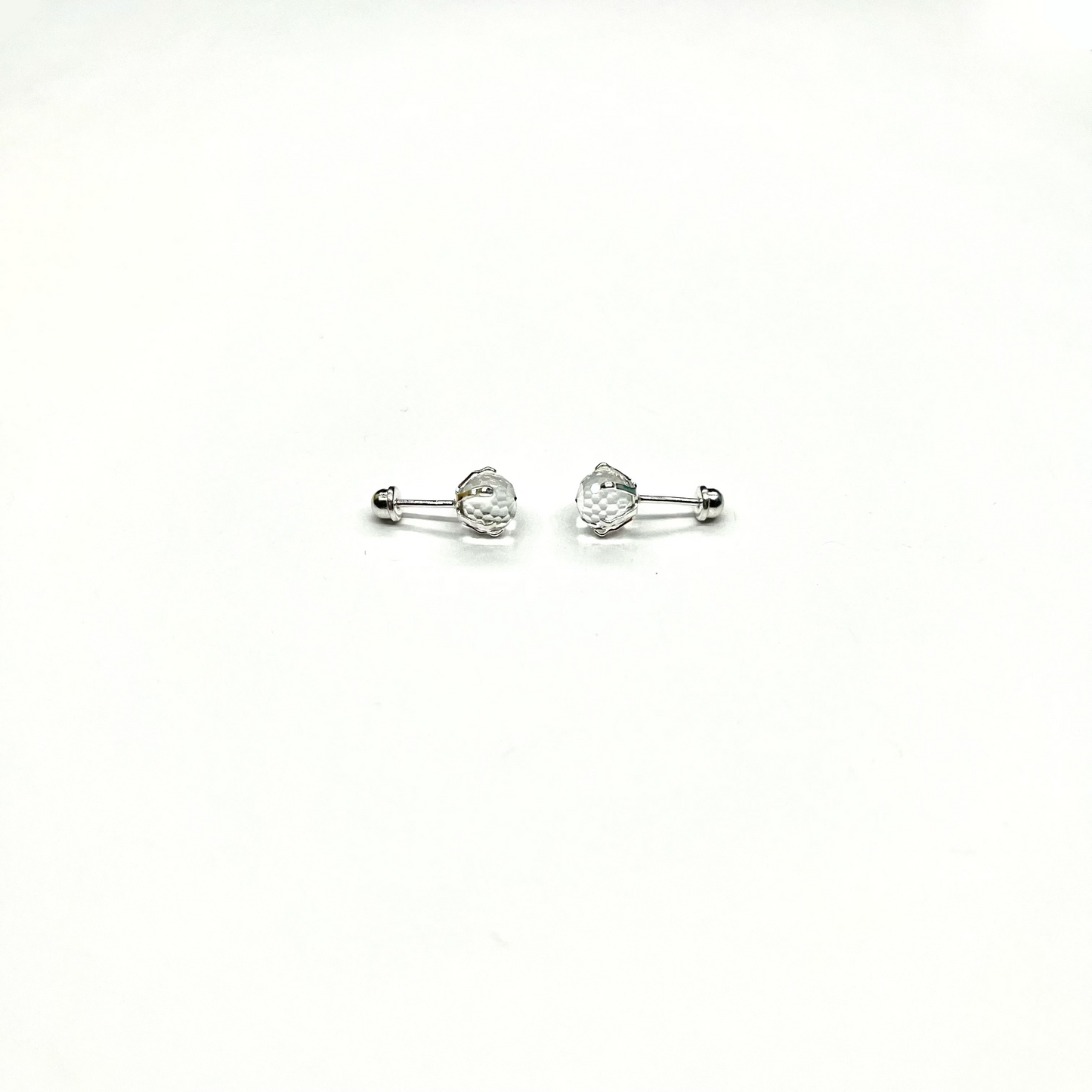 Sterling Silver Rainbow Round CZ Stud Earrings with Screw Back