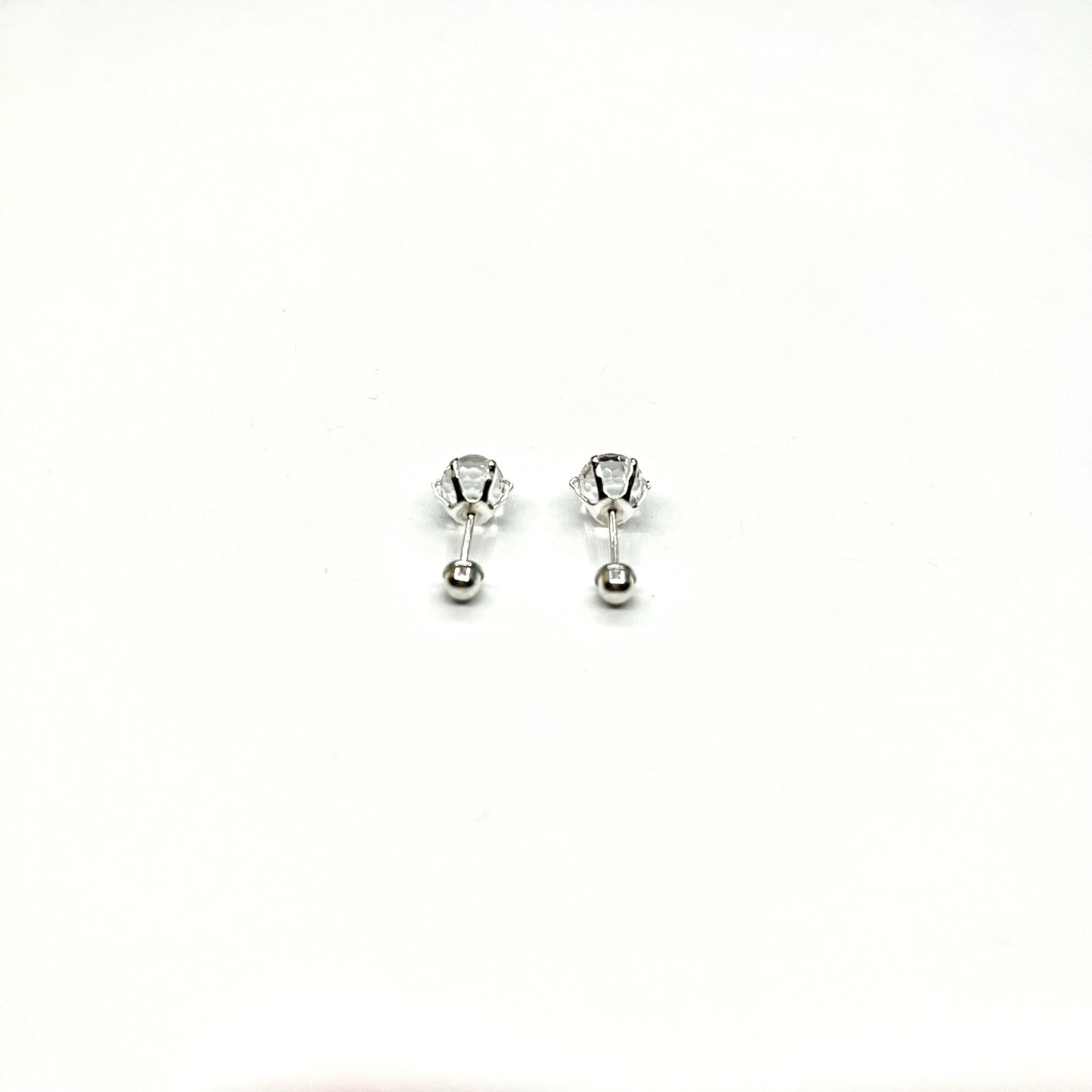 Sterling Silver Rainbow Round CZ Stud Earrings with Screw Back