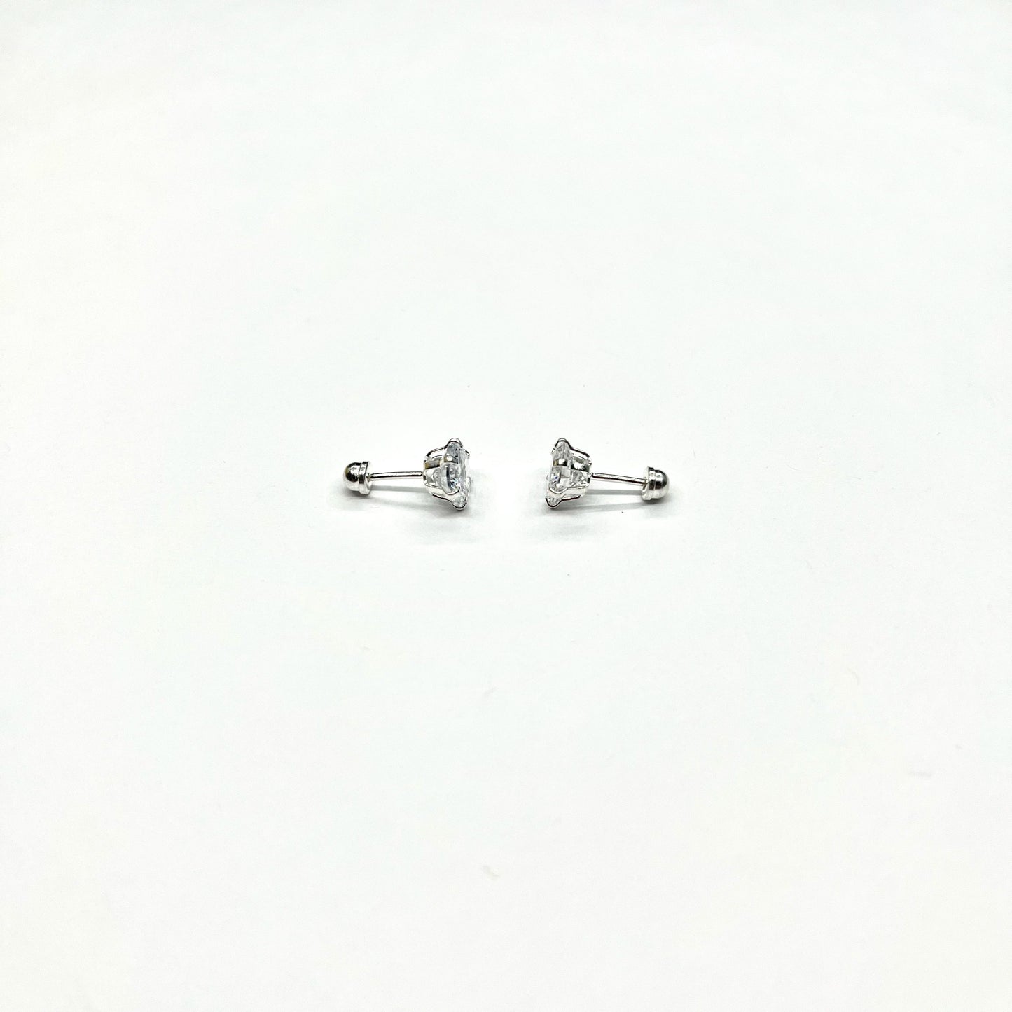 Sterling Silver 6 Prong Large CZ Stud Earrings