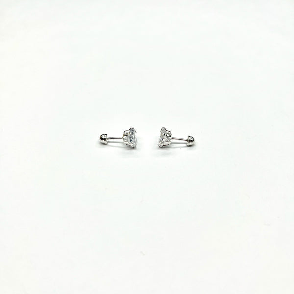 Sterling Silver 6 Prong Large CZ Stud Earrings