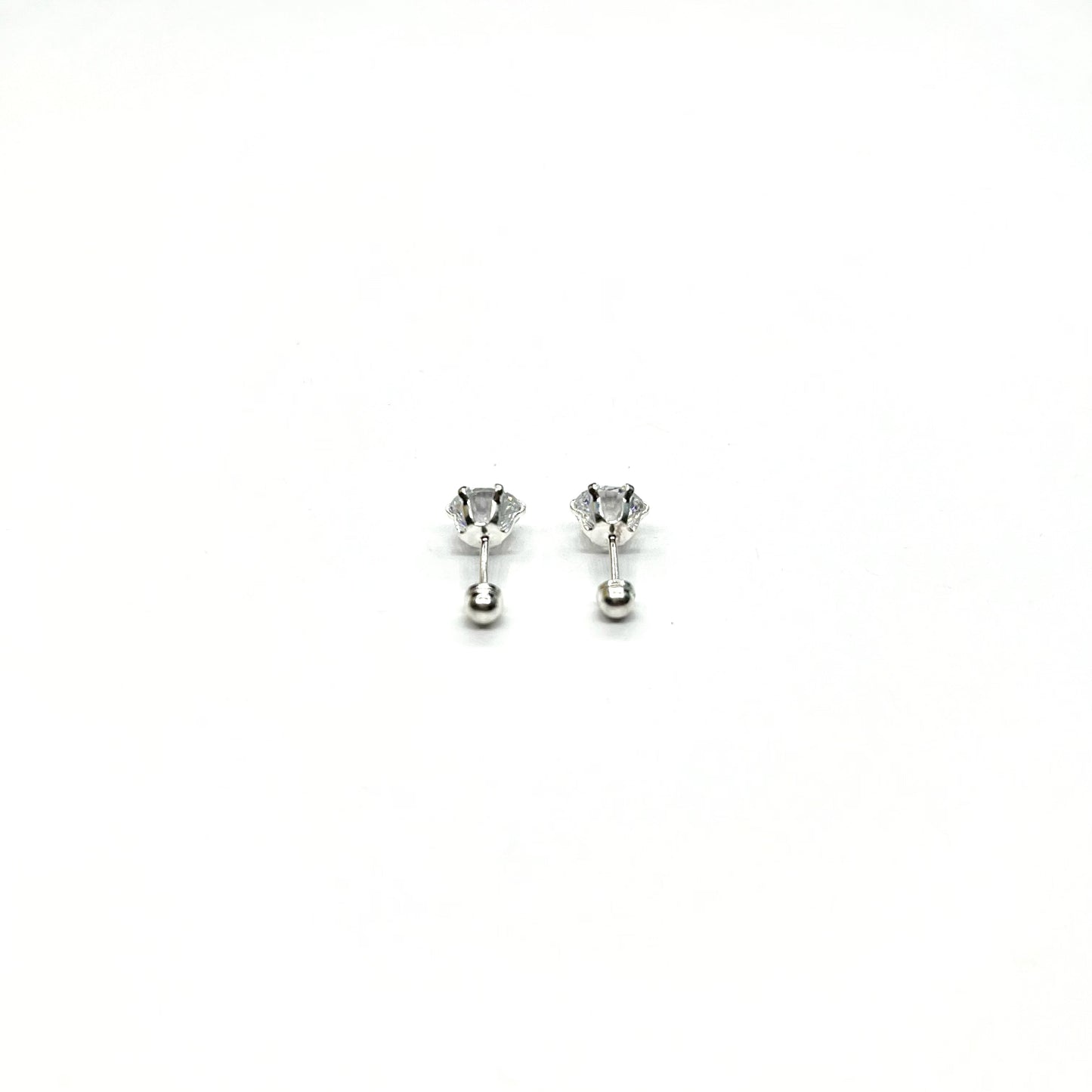 Sterling Silver 6 Prong Large CZ Stud Earrings