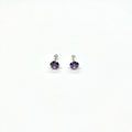 Sterling Silver Purple CZ Stud Earrings (FEB)