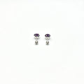 Sterling Silver Purple CZ Stud Earrings (FEB)