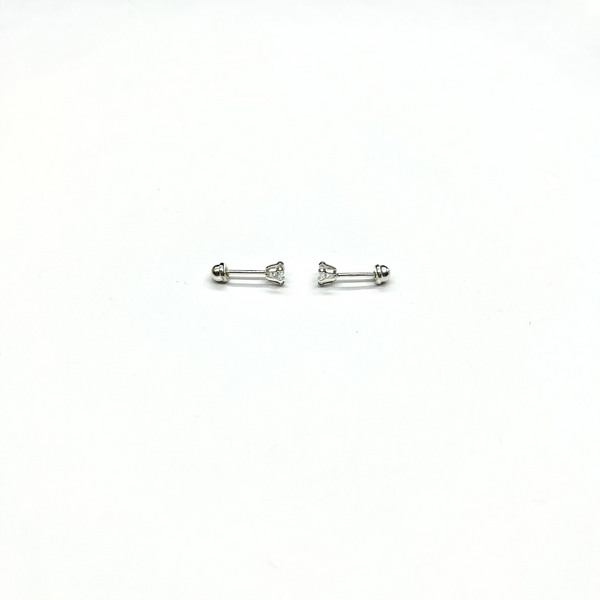 Sterling Silver CZ 6 Prong Mini Stud Earrings
