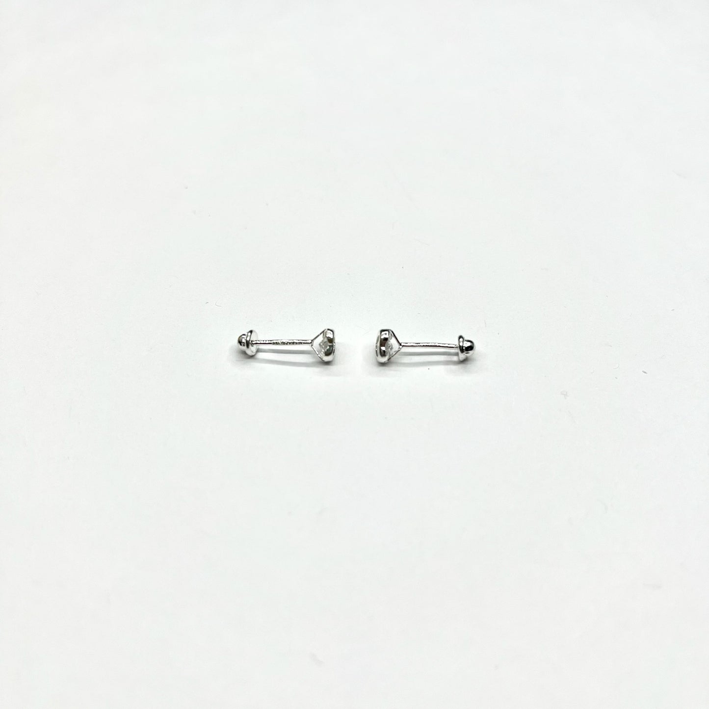 Sterling Silver CZ Heart Stud Earrings