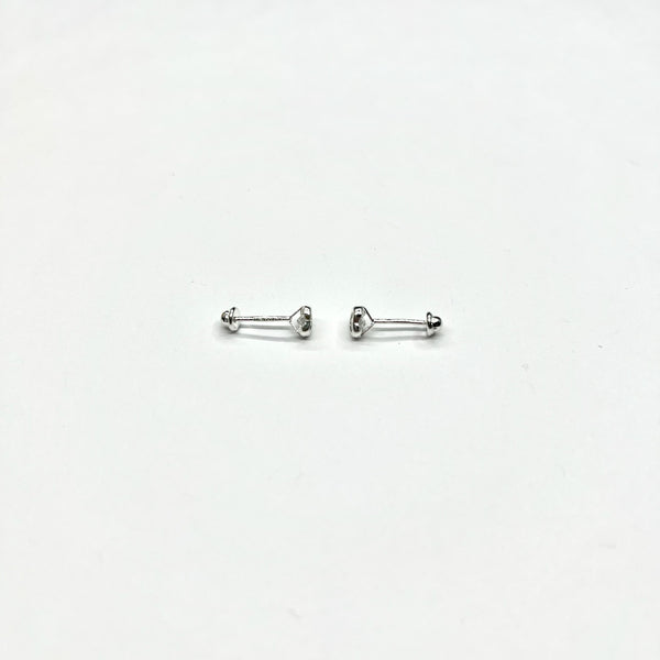 Sterling Silver CZ Heart Stud Earrings