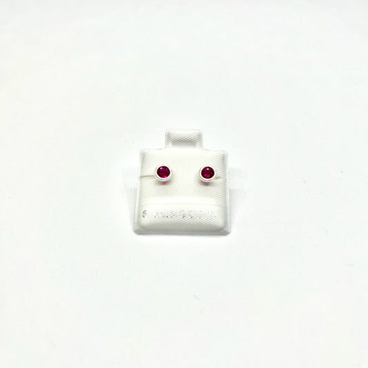 Sterling Silver CZ Bezel Stud Earrings (JUL)