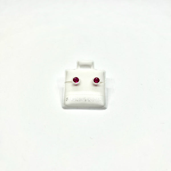 Sterling Silver CZ Bezel Stud Earrings (JUL)