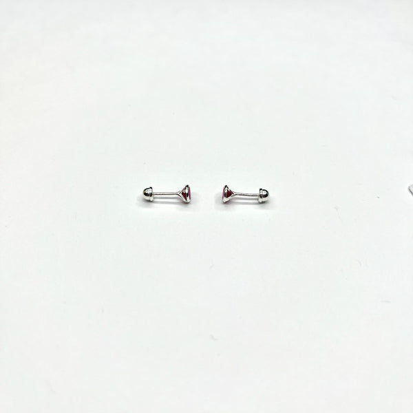 Sterling Silver CZ Bezel Stud Earrings (JUL)