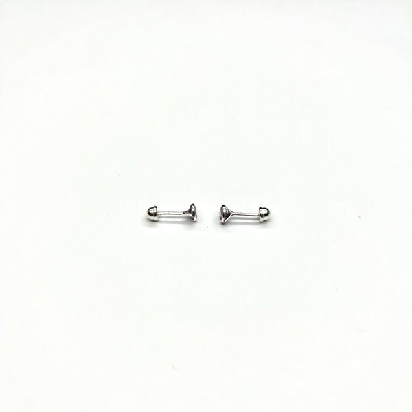 Sterling Silver Purple CZ Bezel Stud Earrings (FEB)
