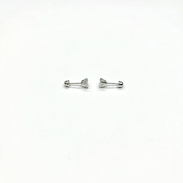 Sterling Silver CZ 6 Prong Medium Stud Earrings