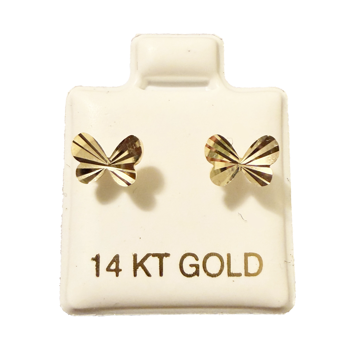 14K Gold Diamond-Cut Butterfly Stud Earrings