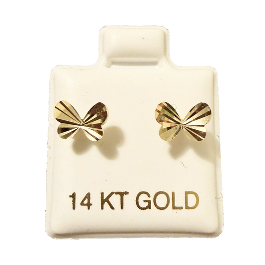 14K Gold Diamond-Cut Butterfly Stud Earrings