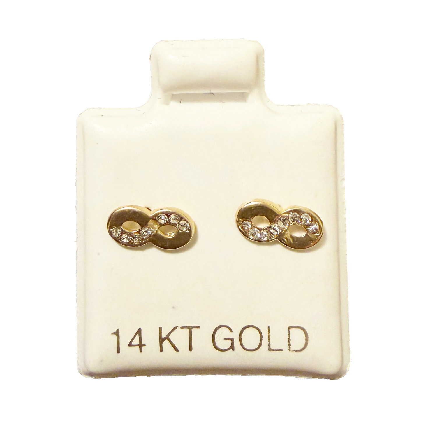 14K Gold CZ Infinity Stud Earrings