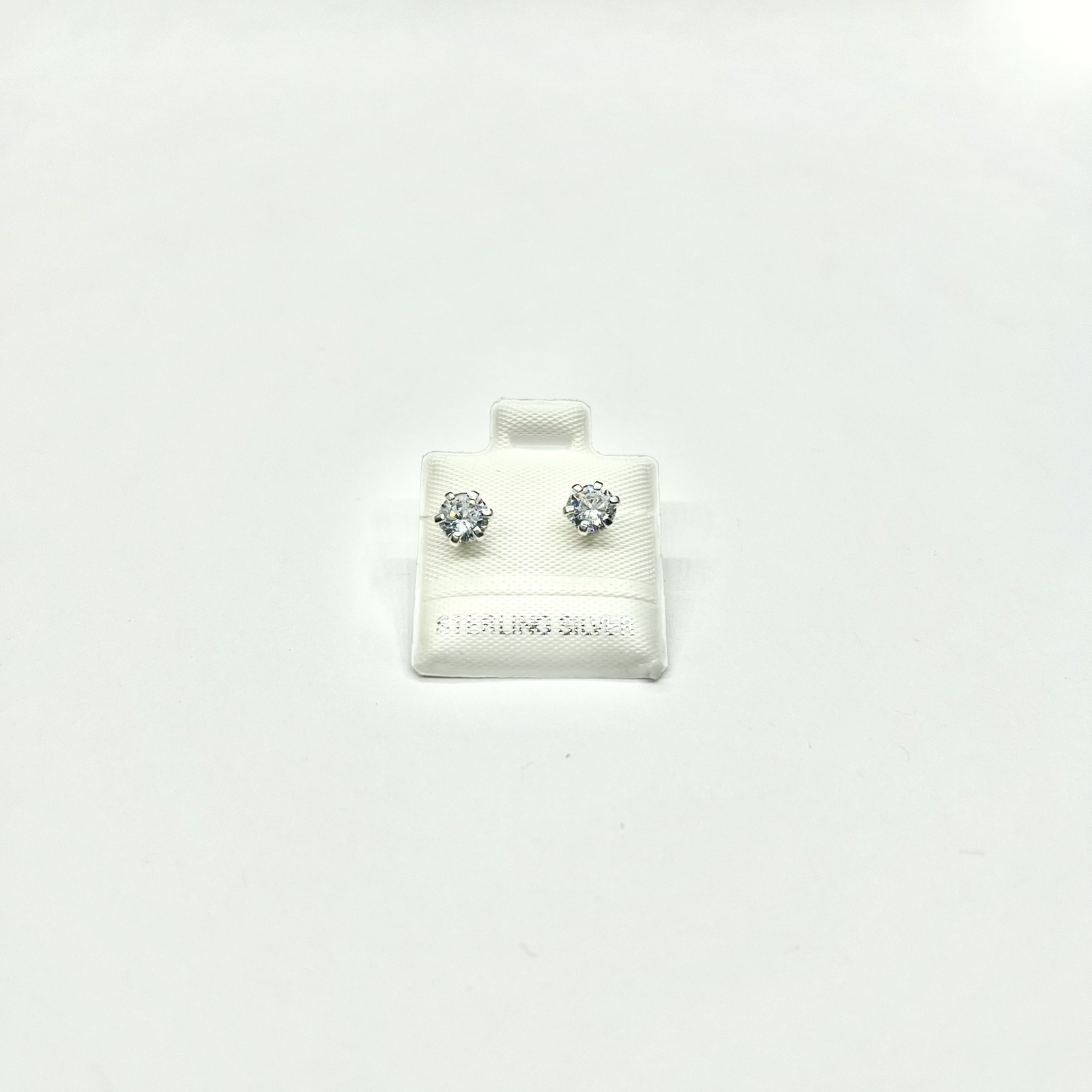 Sterling Silver CZ 6 Prong Medium Stud Earrings
