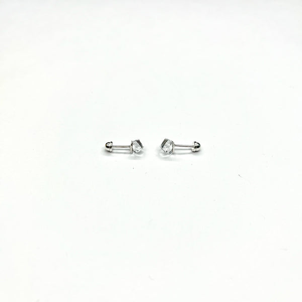 Sterling Silver Square CZ Stud Earrings