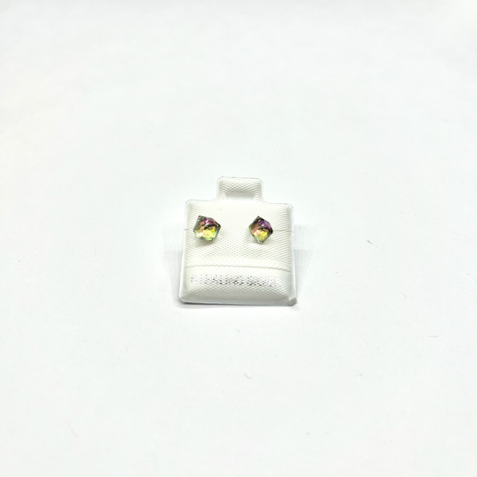 Sterling Silver Square CZ Stud Earrings