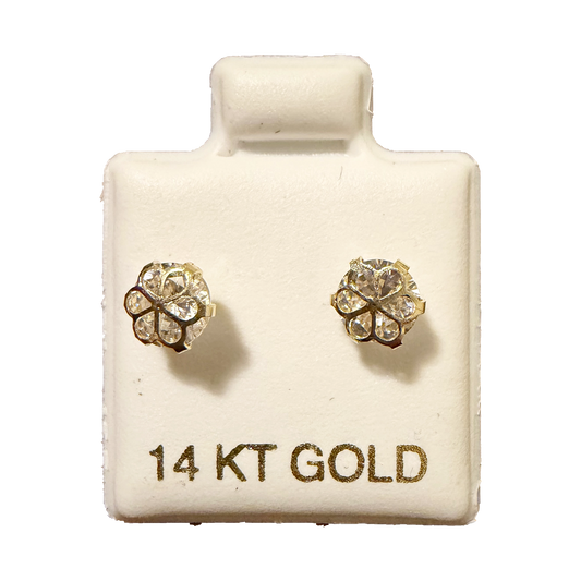 14K Gold CZ Stud Earrings